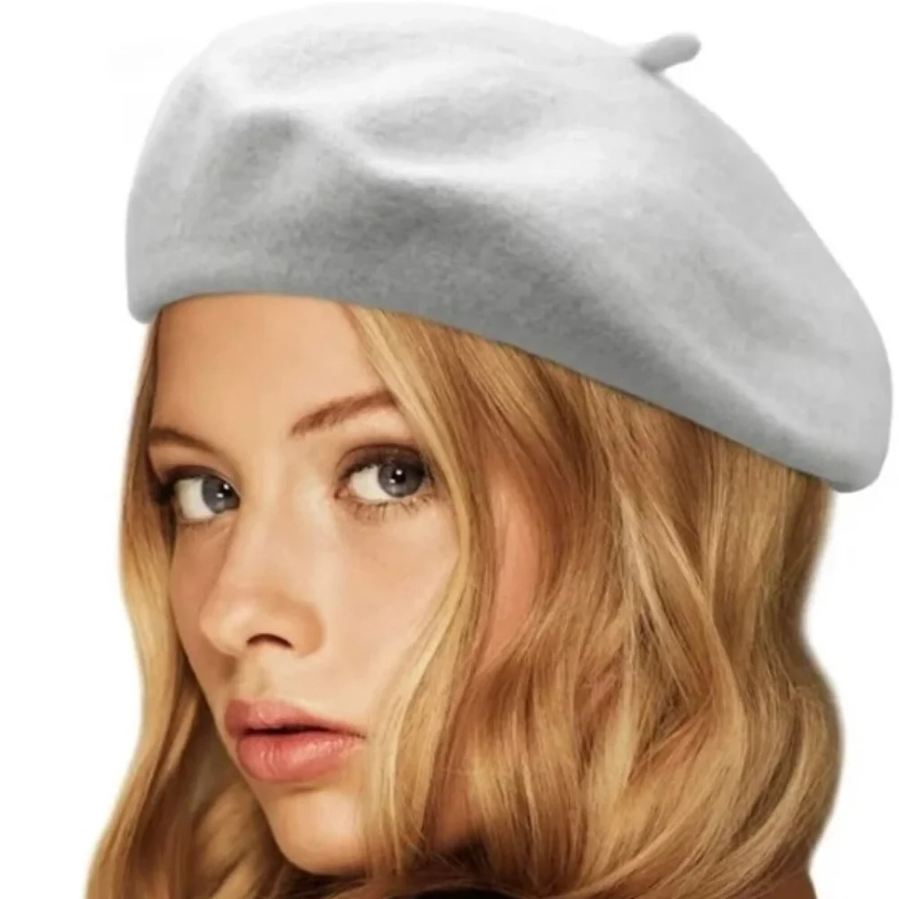 K ACCESSORIES Womens Gray‎ Plush French Beret Hat Wool-Blend
